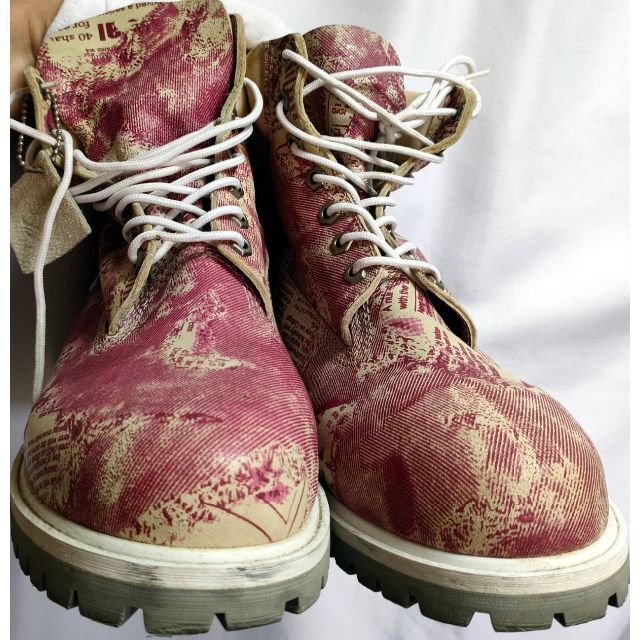 激レア TIMBERLAND 英字新聞柄 7ホールブーツ