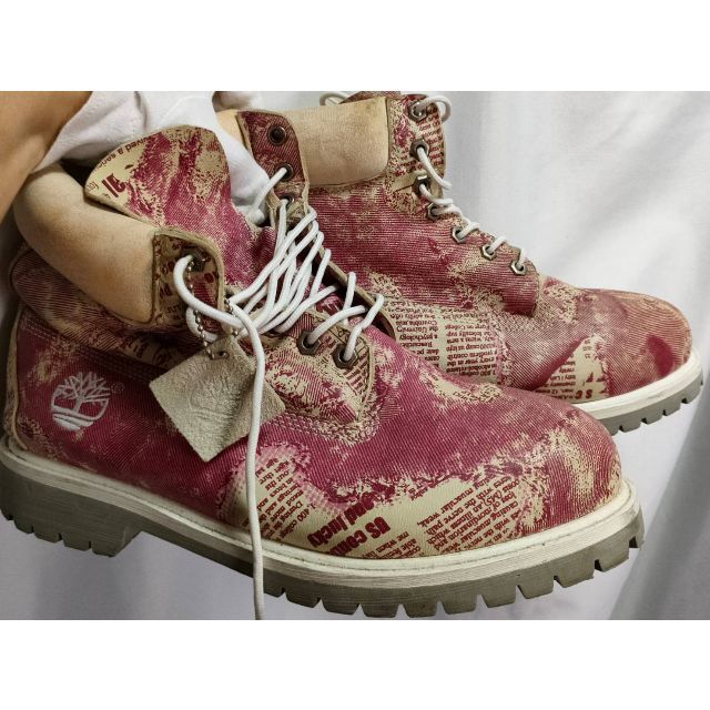 激レア TIMBERLAND 英字新聞柄 7ホールブーツ