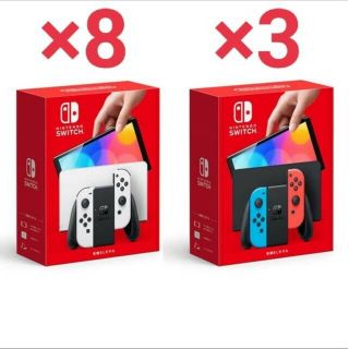 ニンテンドウ(任天堂)の【新品未開封】NintendoSwitch有機ELモデル ホワイト8台 ネオン3(家庭用ゲーム機本体)