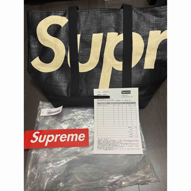 supreme raffia tote トートバッグ ブラック-