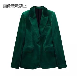 🎅12月新作🎄10098◆green ベロア テーラードジャケット ブレザー (テーラードジャケット)