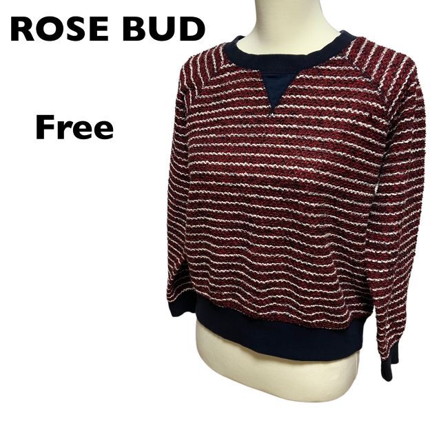 ROSE BUD(ローズバッド)のROSE BUD ニット カットソー 長袖 クルーネック 薄手  レディースのトップス(ニット/セーター)の商品写真