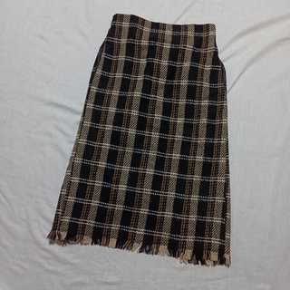 シマムラ(しまむら)のしまむら　ツイードチェック　ロングタイトスカート　Mサイズ　着用回数少なめ(ロングスカート)