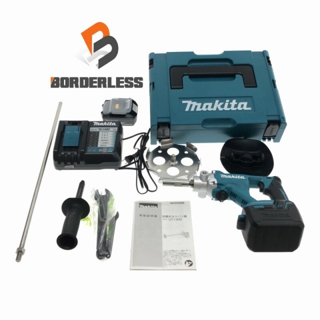 ☆箱ナシ未使用品☆ makita マキタ 18V 充電式 カクハン機 UT130DRG バッテリー1個(18V 6.0Ah) BL1860B 充電器付 撹拌機/攪拌機 61944