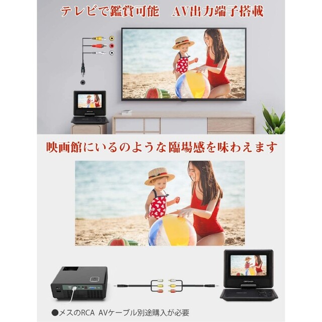 新機種発売DBPOWERポータブルDVDプレーヤー 7.5インチ 5時間連続再生 スマホ/家電/カメラのテレビ/映像機器(DVDプレーヤー)の商品写真