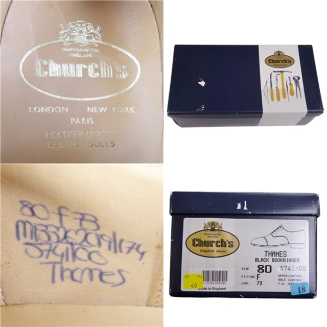 Church's(チャーチ)の未使用 旧チャーチ Church's レザーシューズ thames オックスフォードシューズ ストレートチップ 内羽根 革靴 メンズ 80F(26.5cm相当) ブラック メンズの靴/シューズ(ドレス/ビジネス)の商品写真