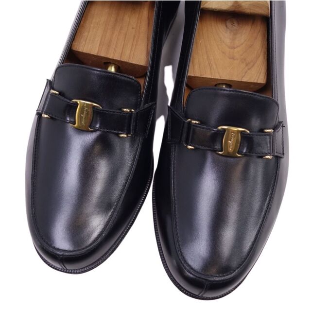 未使用 サルヴァトーレ フェラガモ Salvatore Ferragamo ローファー ヴァラ金具 カーフレザー 革靴 メンズ イタリア製 6  1/2E(24.5cm相当) ブラック