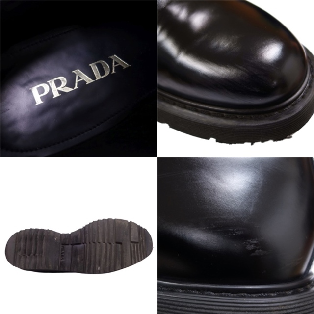 プラダ PRADA レザーシューズ ダービーシューズ レースアップ カーフレザー 革靴 メンズ イタリア製 8 1/2(27.5cm相当) ブラック