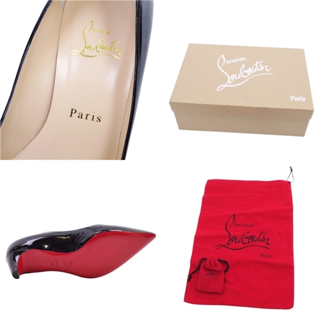 未使用 クリスチャンルブタン Christian Louboutin パンプス エナメルレザー ヒール シューズ 靴 レディース イタリア製  38(25cm相当) ブラック