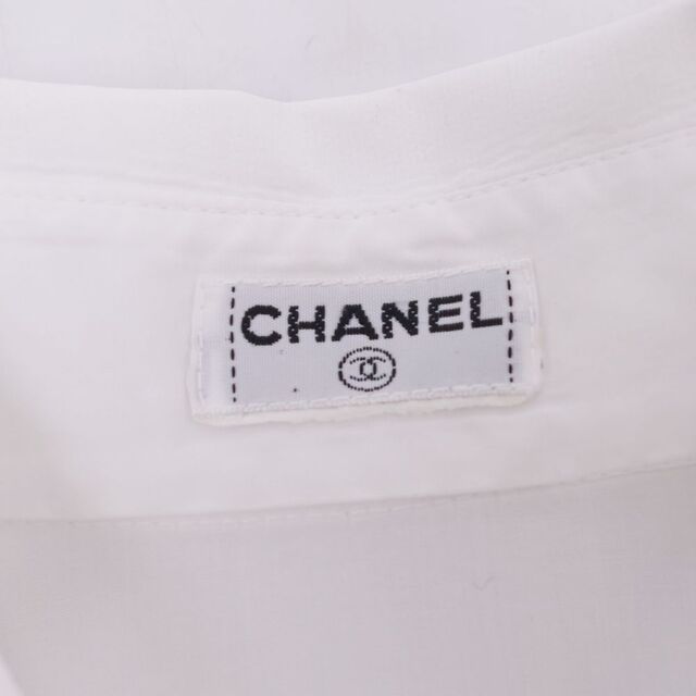 美品 Vintage シャネル CHANEL シャツ ブラウス ロングスリーブ ココマークボタン コットン トップス レディース  M相当(サイズタグ欠品) ホワイト