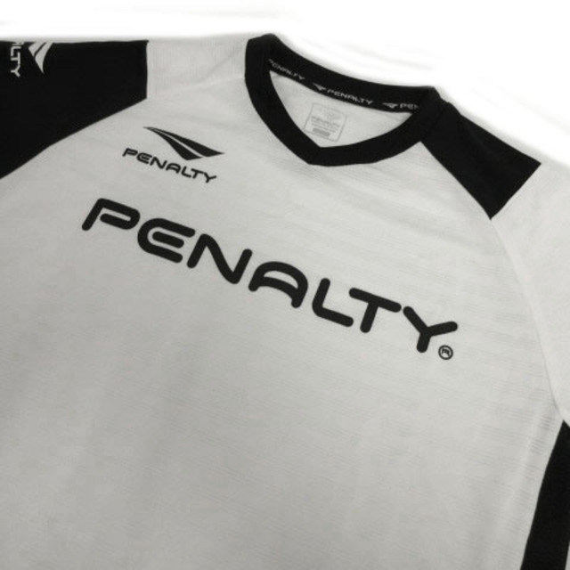 other(アザー)のPENALTY Tシャツ サッカー 半袖 ロゴ メッシュボーダー 白 黒 S スポーツ/アウトドアのサッカー/フットサル(ウェア)の商品写真