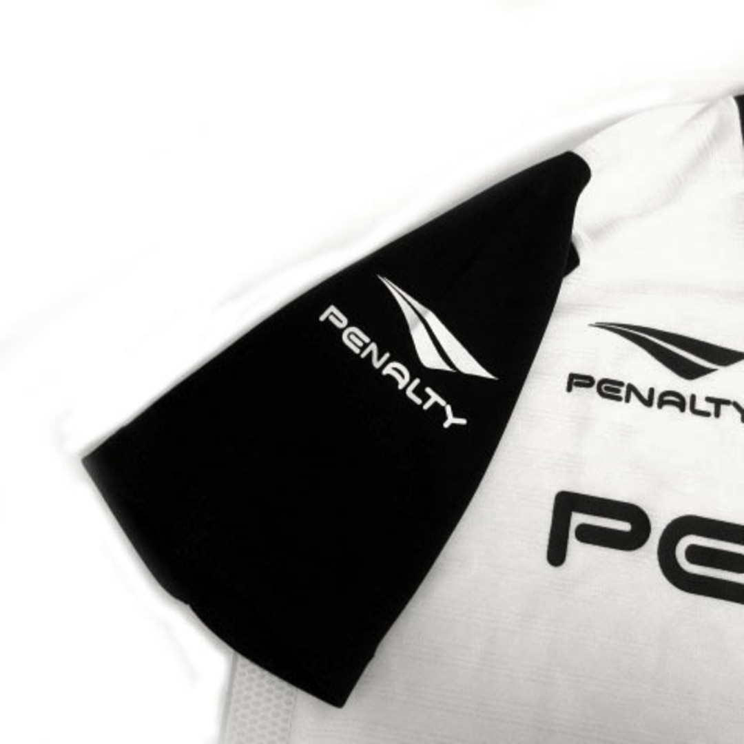 other(アザー)のPENALTY Tシャツ サッカー 半袖 ロゴ メッシュボーダー 白 黒 S スポーツ/アウトドアのサッカー/フットサル(ウェア)の商品写真