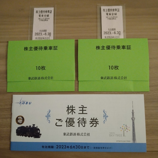 東武鉄道株主優待乗車証 20枚　2023/12/31