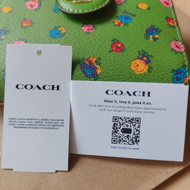 COACH - COACH コーチ 財布 折り財布 ローズ ネオングリーン 緑 花柄 ...