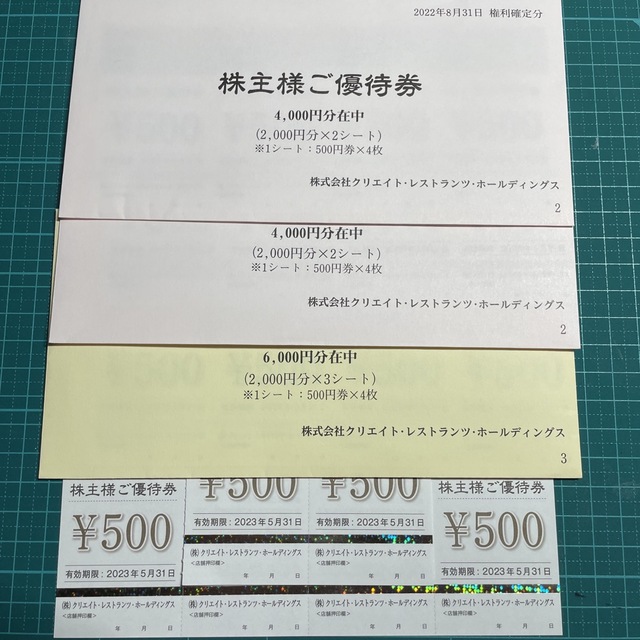 着後レビューで 送料無料 クリエイトレストラン株主優待 17000円分