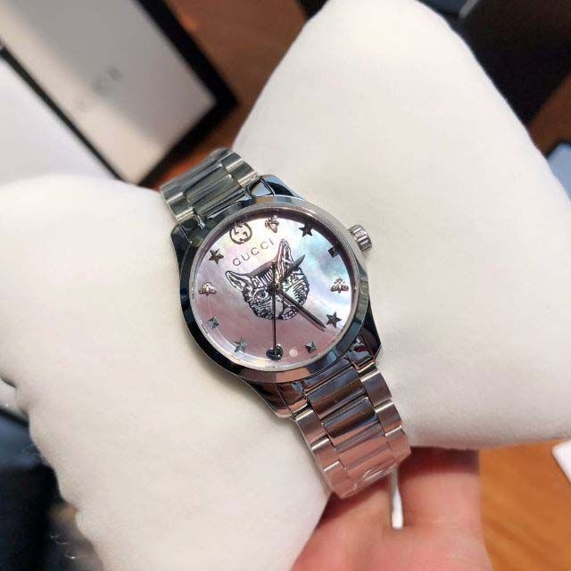 本命ギフト GUCCI Gタイムレス 27mm 腕時計 ゴールドキャット 腕時計