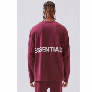 フィアオブゴッド(FEAR OF GOD)のfog essentials ロンT Sサイズ バーガンディ(Tシャツ/カットソー(七分/長袖))