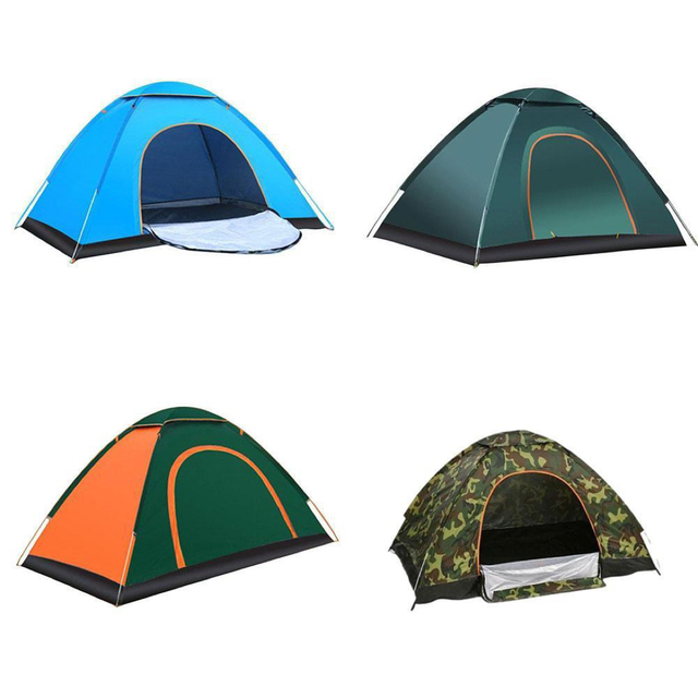 ワンタッチテント 折りたたみテント2〜3人用 組立簡単　キャンプ　旅行　青 1