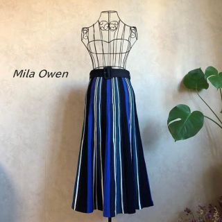 ミラオーウェン(Mila Owen)の【美品】ミラオーウェン　ベルト付きニットスカート(ロングスカート)