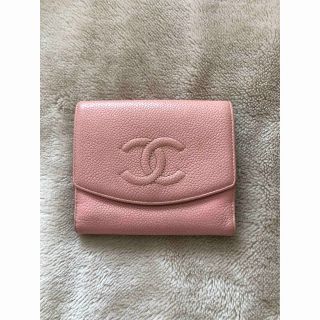 シャネル(CHANEL)のCHANEL キャビアスキン 二つ折り財布 ピンク(財布)