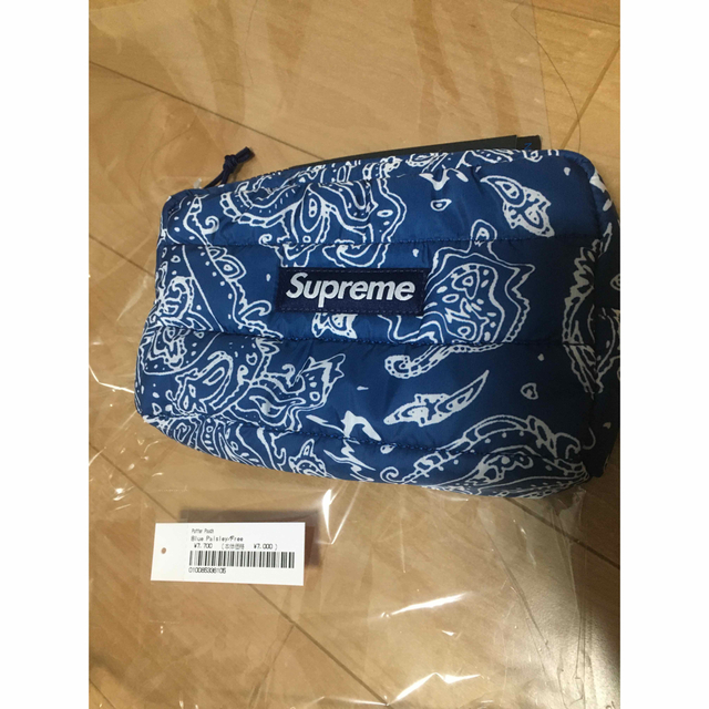 supreme puffer neck pouch ペイズリー柄 ブルー 青