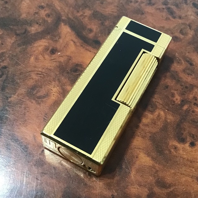 古典 dunhill ダンヒル ローラー ガスライター ブラック 漆 ゴールド