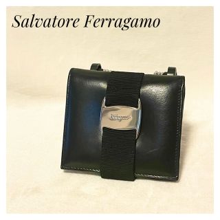 サルヴァトーレフェラガモ(Salvatore Ferragamo)のサルヴァトーレフェラガモ　ヴァラリボン　折財布　黒(財布)