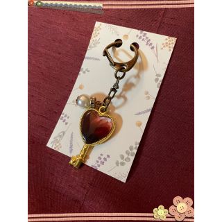 ハンドメイド レジン キーホルダー 赤 クリア ハート(キーホルダー/ストラップ)