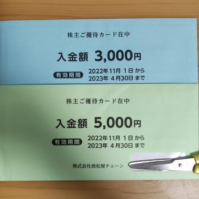 西松屋　株主優待　8000円分