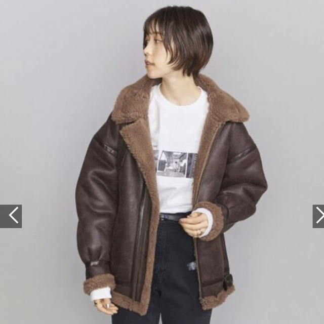 BEAUTY&YOUTH UNITED ARROWS(ビューティアンドユースユナイテッドアローズ)のフェイクボアムートン　ビッグ　Ｂ－３　ブルゾン レディースのジャケット/アウター(ムートンコート)の商品写真