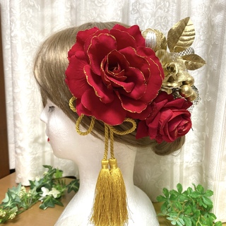 成人式髪飾り 赤薔薇 振袖 前撮り ヘアアクセサリー(振袖)