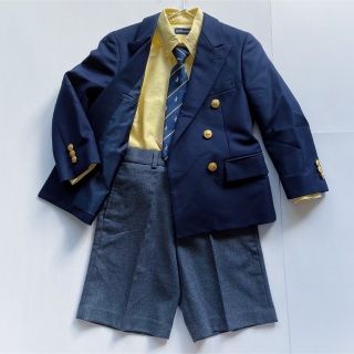 美品 フォ－マルス－ツ ファミリア コットン紺ブレ シャツ パンツ 4点 120