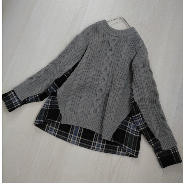 ALEXIA STAM(アリシアスタン)のALEXIA STAM Shirt Docking Cable Knit Top レディースのトップス(ニット/セーター)の商品写真