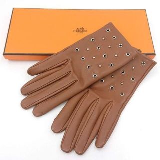 Hermes - ERMES エルメス レザーグローブ 手袋 パンチング スタッズの