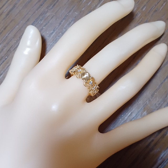 K18ダイヤモンド　ルイテッドクオーツキャッツアイリング レディースのアクセサリー(リング(指輪))の商品写真
