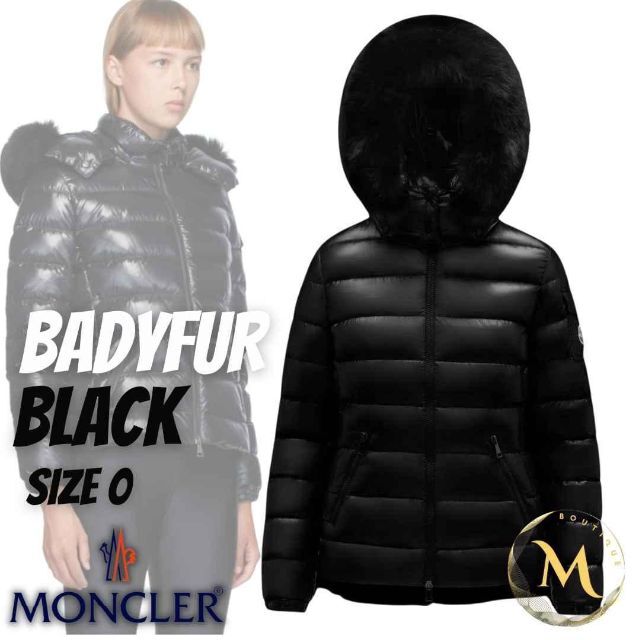 高級感 MONCLER - ☆新品・本物保証☆MONCLER BADYFUR ダウンジャケット 0 S 黒色 ダウンジャケット