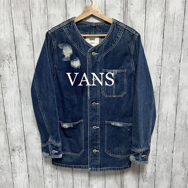 VANS ダメージ加工ノーカラーデニムカバーオール！