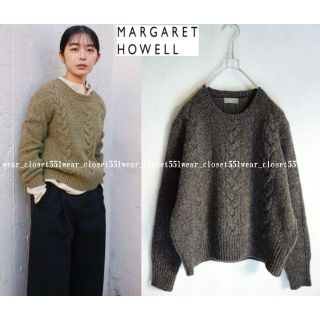 マーガレットハウエル(MARGARET HOWELL)の2021美品マーガレットハウエル☆イタリア製ソフトウールドネガル ケーブルニット(ニット/セーター)