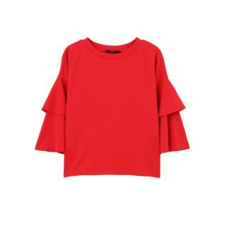 エモダ(EMODA)のエモダ　EMODA ワッフルアームオーバーＴシャツ（レッド）赤　フリー　無地(Tシャツ(長袖/七分))