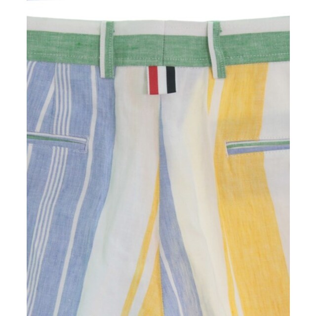 THOM BROWNE ショートパンツ 1(S位) 白x青x黄等(ストライプ) 【古着