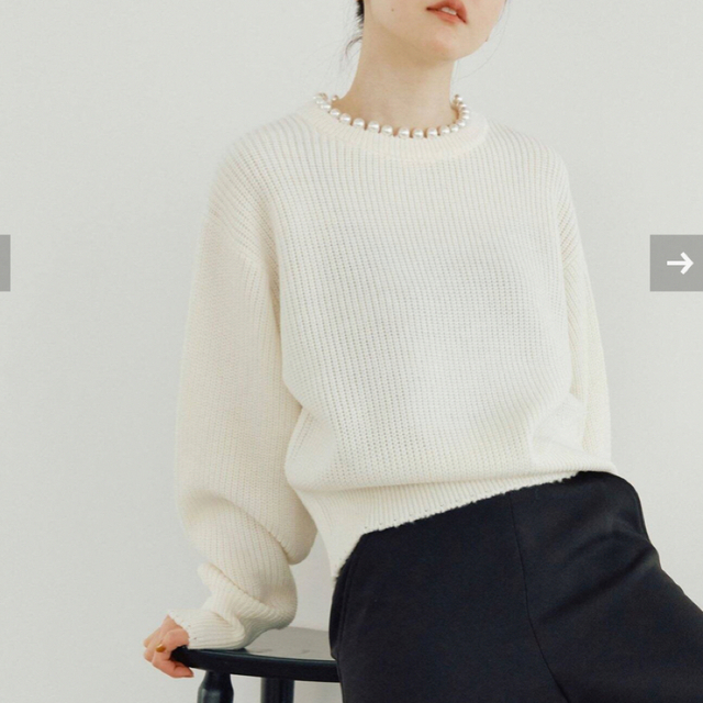 限定モデル 新品 IENAウールアクリルパール付き畦プルオーバー
