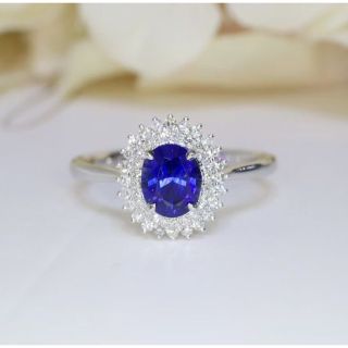 天然 ロイヤルブルーサファイア ダイヤ リング1.18ct k18 f