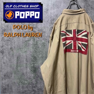 POLO RALPH LAUREN - ポロバイラルフローレン☆イギリス国旗柄ロゴビブWポケットビッグミリタリーシャツ