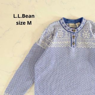 エルエルビーン(L.L.Bean)の【美品】Mサイズ エルエルビーン 北欧ニット チロリアン メタルボタン セーター(ニット/セーター)