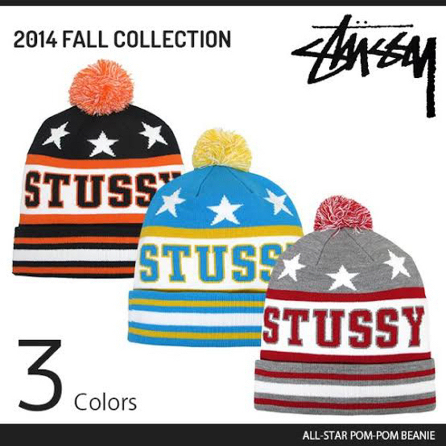 stussy ステューシー ニット帽 ニットキャップ ビーニー レッド 赤色