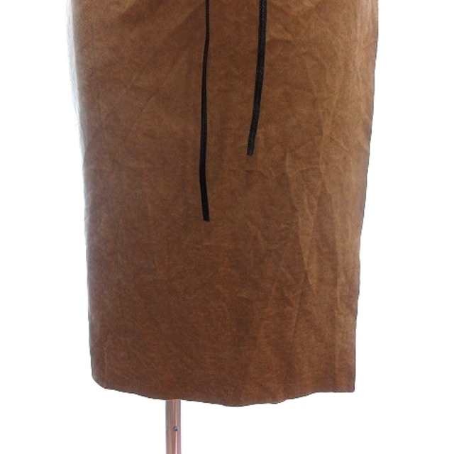 UNTITLED(アンタイトル)のアンタイトル タイトスカート ラップ  フェイクスエード 7 キャメル 茶 レディースのスカート(ひざ丈スカート)の商品写真