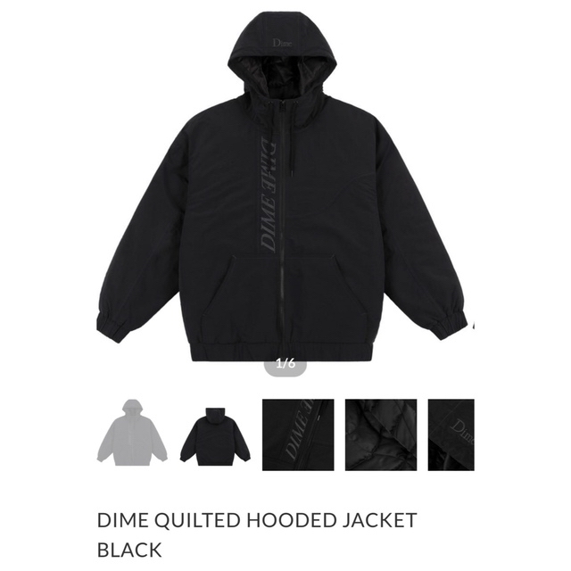 Dime quilted hooded jaket black Mサイズスケーター