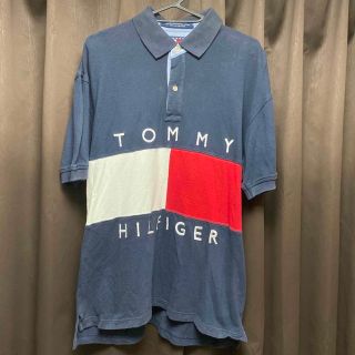 トミーヒルフィガー(TOMMY HILFIGER)のTOMMY HILFIGER 90s ポロシャツ L フラッグ 紺 ネイビー(ポロシャツ)