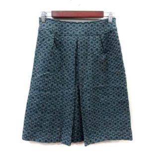 ユナイテッドアローズグリーンレーベルリラクシング(UNITED ARROWS green label relaxing)のグリーンレーベルリラクシング タイトスカート ひざ丈 総柄 ウール S 緑(ひざ丈スカート)