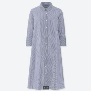 ユニクロ(UNIQLO)の【未着用新品】ユニクロ　エクストラファインコットンAラインワンピース　L(ひざ丈ワンピース)